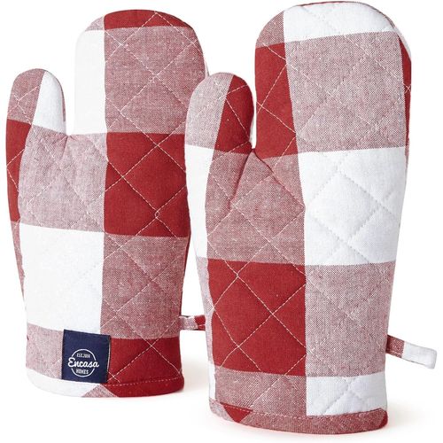 ERYI-Encasa Homes Long Four À Micro-Ondes Mitaines Pour Gants De Cuisine 2 Pcs - Résistant À La Chaleur, Épais Et Sécuritaire, Protection Des Mains Contre Les Ustensiles Chauds -Buffalo Red Checks