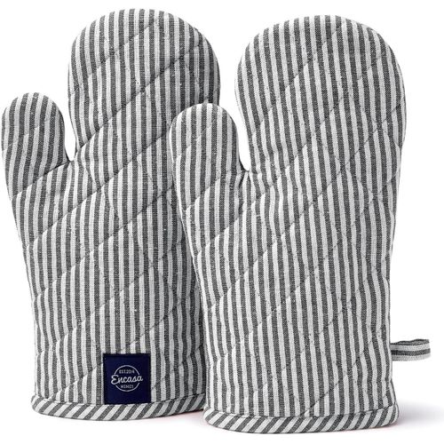 ERYI-Long 18X30 Cm Four À Micro-Ondes Mitaines Pour Gants De Cuisine 2 Pcs - Résistant À La Chaleur, Épais Et Sécuritaire, Protection Des Mains Contre Les Ustensiles Chauds -Coutil Noir