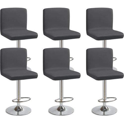 Eryi-Housses De Chaise De Bar Extensible,Lot De 6 Housse De Chaise De Salle À Manger De Bar Universel Housse De Tabouret De Bar Avec Dossier Housse Chaise De Bar Pour Pub Cuisine Café(Gris Foncé, Lot