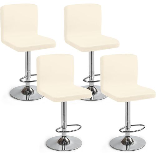 Eryi-Housses De Chaise De Bar Extensible,Lot De 4 Housse De Chaise De Salle À Manger De Bar Universel Housse De Tabouret De Bar Avec Dossier Housse Chaise De Bar Pour Pub Cuisine Café(Crème, Lot De 4
