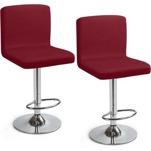 Eryi-Housses De Chaise De Bar Extensible,Lot De 2 Housse De Chaise De Salle À Manger De Bar Universel Housse De Tabouret De Bar Avec Dossier Housse Chaise De Bar Pour Pub Cuisine Café(Rouge, Lot De 2