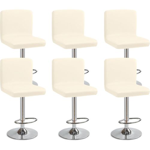 Eryi-Housses De Chaise De Bar Extensible,Lot De 6 Housse De Chaise De Salle À Manger De Bar Universel Housse De Tabouret De Bar Avec Dossier Housse Chaise De Bar Pour Pub Cuisine Café(Crème, Lot De 6