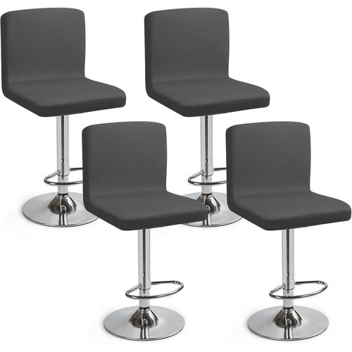 Eryi-Housses De Chaise De Bar Extensible,Lot De 4 Housse De Chaise De Salle À Manger De Bar Universel Housse De Tabouret De Bar Avec Dossier Housse Chaise De Bar Pour Pub Cuisine Café(Gris Foncé, Lot