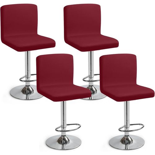 Eryi-Housses De Chaise De Bar Extensible,Lot De 4 Housse De Chaise De Salle À Manger De Bar Universel Housse De Tabouret De Bar Avec Dossier Housse Chaise De Bar Pour Pub Cuisine Café(Rouge, Lot De 4