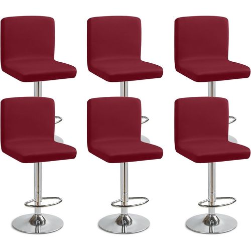 Eryi-Housses De Chaise De Bar Extensible,Lot De 6 Housse De Chaise De Salle À Manger De Bar Universel Housse De Tabouret De Bar Avec Dossier Housse Chaise De Bar Pour Pub Cuisine Café(Rouge, Lot De 6