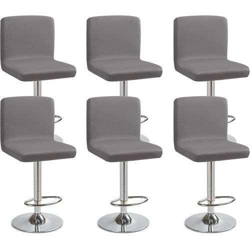 Eryi-Housses De Chaise De Bar Extensible,Lot De 6 Housse De Chaise De Salle À Manger De Bar Universel Housse De Tabouret De Bar Avec Dossier Housse Chaise De Bar Pour Pub Cuisine Café(Gris, Lot De 6)