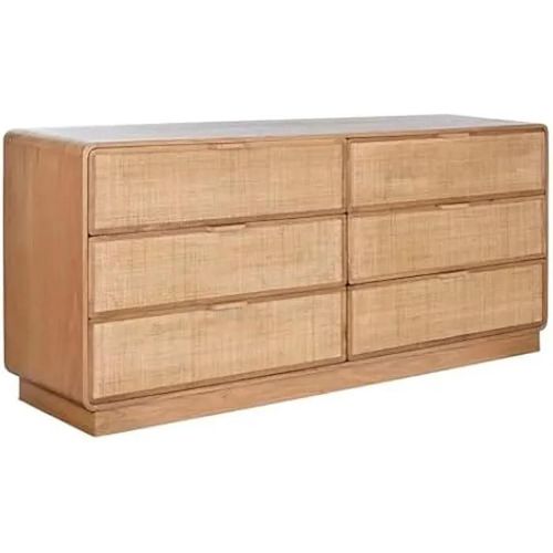 Commode - Home Esprit - Naturel Chêne - 182 X 45 X 81 Cm - Bois Massif - Contemporain