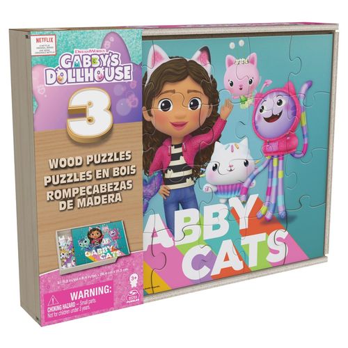 Games Boite 3 Puzzles Bois Fsc Gabby Et La Maison Magique