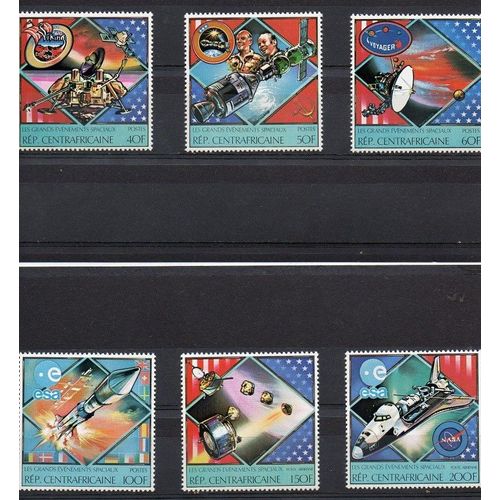 Centrafrique Timbres Les Grands Événements Spatiaux 1980