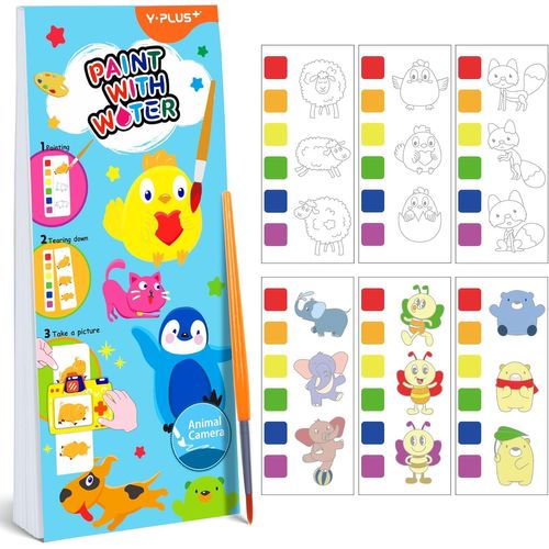 EHNGA-Y-Plus Peinture avec Livres d'Eau pour Tout-Petits Papier de Peinture Aquarelle Enfants 1-4 Ans Cadeau Artisanat d'Art avec Pinceau - Mini-animaux