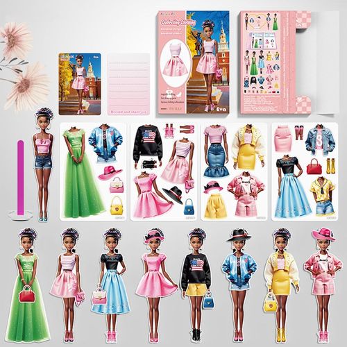 EHNGA-Poupées à habiller magnétiques en papier, pour filles âgées de 3 ans et plus, jolies poupées de jeu en papier, ensemble de jouets de princesse Eva, à enfiler