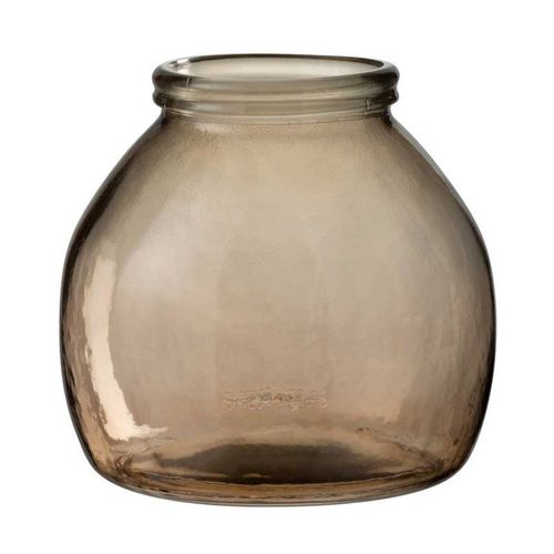 Paris Prix - Vase Design En Verre "boule" 21cm Marron Clair