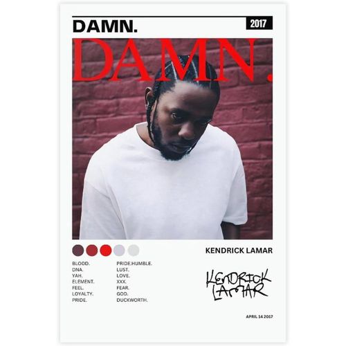 Ayuhr-Kendrick Lamar Poster Damn Impression Sur Toile Album Couverture Art Mural Moderne Pour Salon Chambre Décoration Adolescent Cadeaux Sans Cadre 40 X 60 Cm