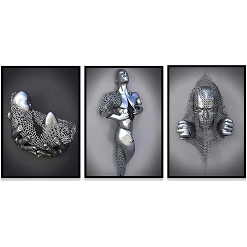 Ayuhr-Poster De Peinture Sur Toile D'art Moderne, Effet De Sculpture 3d, Amoureux Romantique, Étreinte, Ensemble De Posters Pour La Maison, Sans Cadre (Style 5, 20 X 30 Cm X 3)