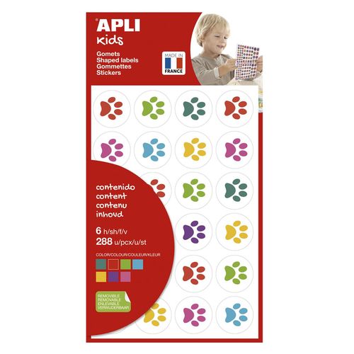 Gommettes Enlevables Empreintes De Chat 24mm 6 Feuilles Apli