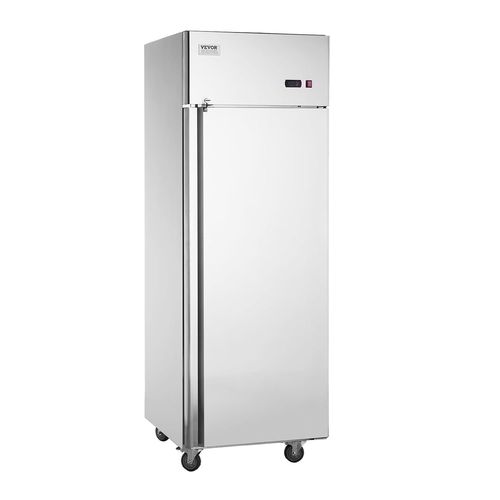 Checarzhn--No1-Réfrigérateur Commercial 570 L, Armoire Réfrigérée Positive À Portée De Main 1 Porte, En Inox, Dégivrage Automatique, Contrôle De Température -2 À 8¿, 3 Étagères Et 4 Roues, Cuisine Re