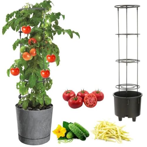 Pot À Légumes Vigne Tomate Concombre Haricot Ø40 Cm Gris Foncé