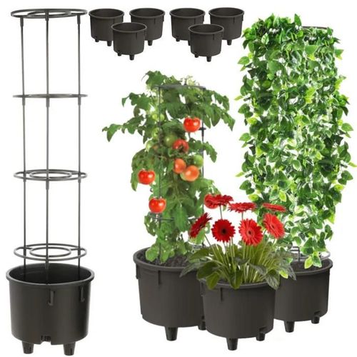 6x Insert De Pot Insert Support De Fleurs Ø28,5cm Avec Cadre Amovible Pour Plantes Grimpantes Modulaire Pour Tomates Jardin Balcon