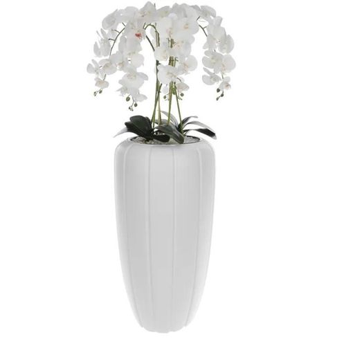 Orchidée artificielle blanche en pot bouquet de fleurs H 125 cm pot blanc