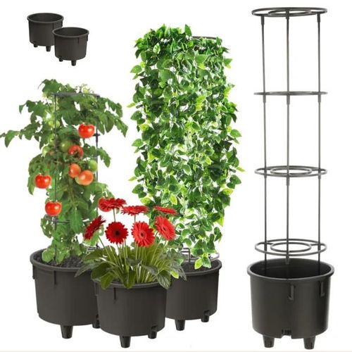 2x Insert De Pot Insert Support De Fleurs Ø38,5cm Avec Cadre Amovible Pour Plantes Grimpantes Modulaire Pour Tomates Jardin Balcon