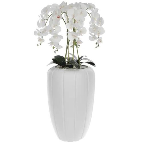 Orchidée artificielle blanche en pot bouquet de fleurs H 112 cm pot blanc