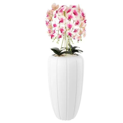 Orchidée artificielle crème et rose en pot bouquet de fleurs H 125 cm pot blanc