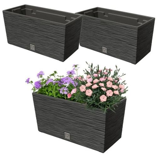2 Balconnières En Pot De 12l 39,5x19,5 Cm Anthracite + Insert Spacieux De 8l