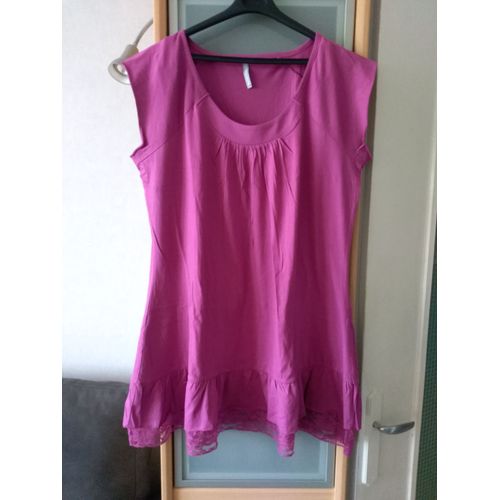 Tunique Taille 46-48 Fuchsia Dentelle Bas