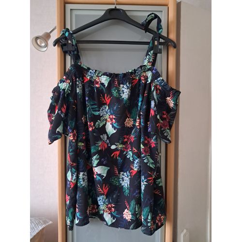 Tunique Taille 50-52 Kiabi Noir Motif Floral