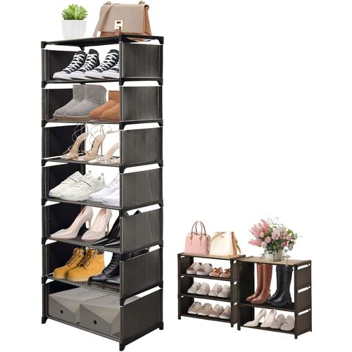 Kgabery-Étagère À Chaussures À 8 Niveaux,Étroite,Haute,En Tissu Non Tissé,Peu Encombrante,Pour Salon,Entrée,Couloir Et Garde-Robe,42x26x124 Cm,Noir