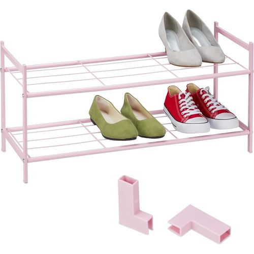 Kgabery-Étagère À Chaussures,6 Paires,2 Niveaux,Ouvert,Extensible,Hxlxp : 34,5x70x26 Cm,Porte-Chaussures,Rose