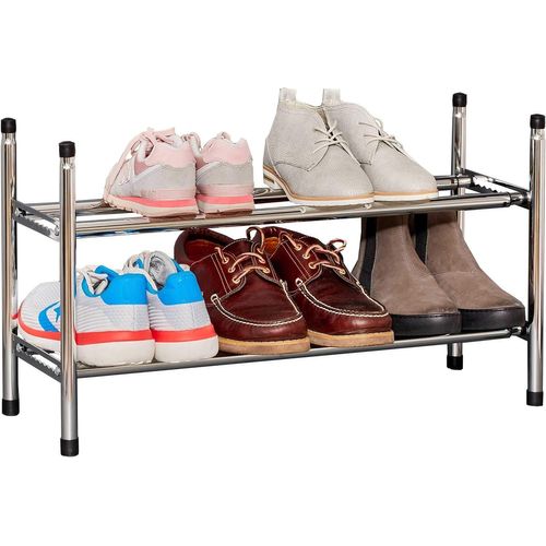 Kgabery-Love It Store It-Étagère À Chaussures Extensible En Métal Chromé-Design Empilable-Rangement 10 Paires-Idéale Entrée Et Salon