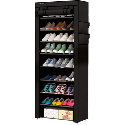 Kgabery-Étagère À Chaussures,En Tissu À 10 Niveaux,(58x28x162 Cm),Meuble De Rangement,Avec Housse De Protection,Pour Talons Hauts,Pantoufles Y Chaussures De Sport (Noir)