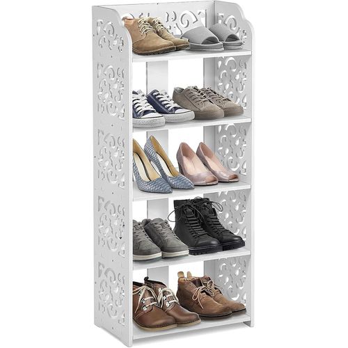 Kgabery-Etagère À Chaussures Blanc À 5 Niveaux Meuble De Rangement De Salle De Bain,Bibliothèque Ajourée,Organisateur De Rangement Sur Pied,Etagère De Rangement Pour Couloir,Salle De Bains,Salon