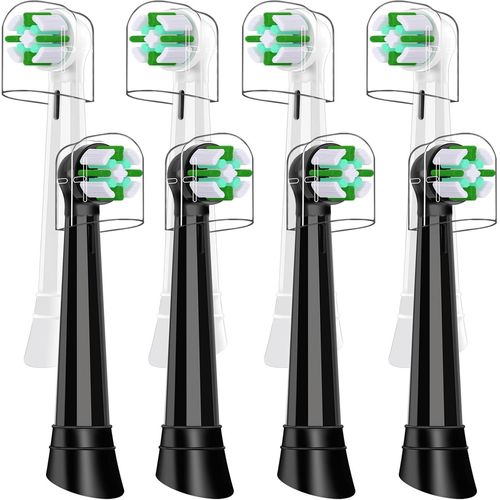 Kgabery-Lot De 8 Têtes De Brosse À Dents Compatibles Avec Oral B Ios Séries 2,3,4,5,6,7,8,9,10,Pour Un Nettoyage En Douceur,Noir/Blanc