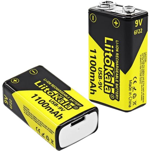 KGABERY-Liitokala Piles 9V Rechargeable 1100Mah,Batterie 9V Rechargeable Li-Ion Usb C,Haute Capacité Avec Indicateur Led Pour Détecteurs De Fumée,Détecteur De Fumée,Talkie-Walkie Et Plus Encore (2Pcs
