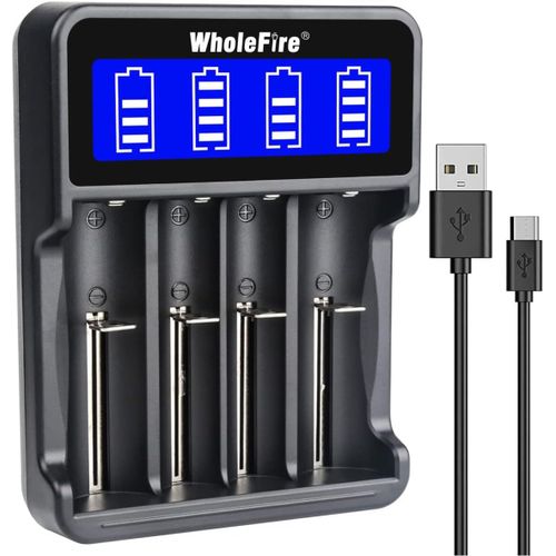 KGABERY-Chargeur De Batterie Universel,Chargeur Chargeur De Piles Rapide 4 Emplacements Avec Écran Lcd Smart Pour Rechargeable Li-Ion 18650 26650 18490 17670 17500 16340 14500,Ni-Mh/Ni-Cd A Aaa