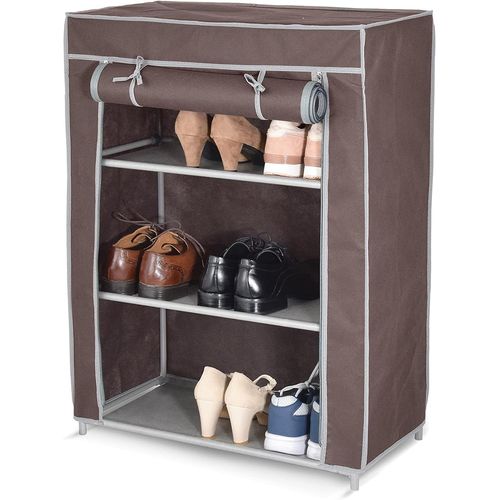 Kgabery-Armoire À Chaussures 3 Étages,Tissu Non Tissé,Marron,61x30x80 Cm