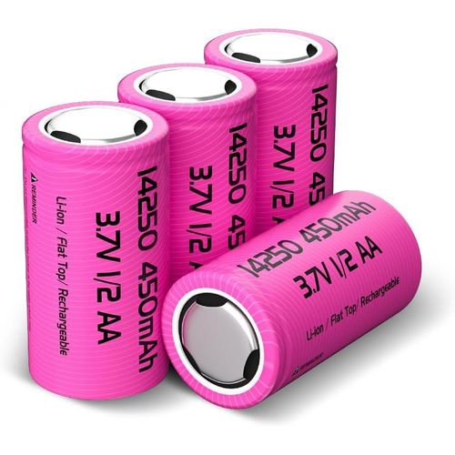 KGABERY-14250 Lot De 4 Piles Rechargeables 450 Mah 3,6 V Lithium-Ion 1/2 Aa Taille Aa Pour Capteur,Détecteur D'Intrusion,Système De Sécurité Domestique,Collier De Chien