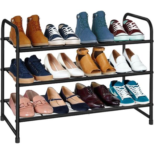 Kgabery-Étagère À Chaussures,Étagère À Chaussures 3 Étages,Porte D'entrée,Entrée,Placard,Couloir,Étagère De Rangement Pour Salon-Noir