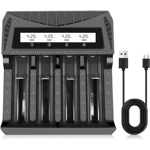 KGABERY-Chargeur Accu 18650,Chargeur Pile,Chargeur De Piles Rechargeables,Chargeur Piles Rechargeable 18650,Chargeur De Batterie 18650 Convient Pour Batterie Au Lithium 3.7 V Et Batterie Ni-Mh/Ni-Cd