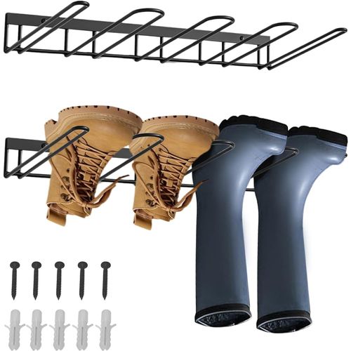 Kgabery-Étagère À Chaussures Murale En Métal-2 Porte-Bottes-Pour 4 Paires De Bottes-Facile À Monter