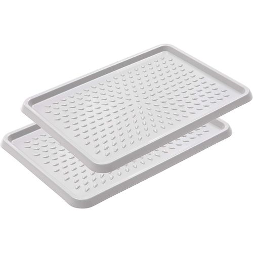 Kgabery-Branq-Home Essential Branq Lot De 2 Rangements À Chaussures Plastique Pp Gris Clair 54x38,5x3 Cm