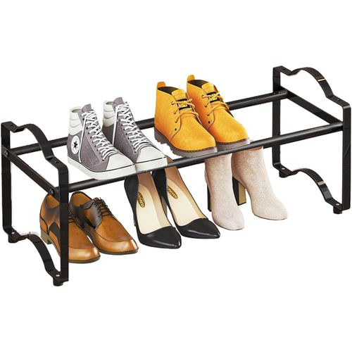 Kgabery-Étagère À Chaussures Rétractable Empilable À Plusieurs Niveaux En Métal Pour Armoire,Chambre À Coucher,Couloir (Noir)