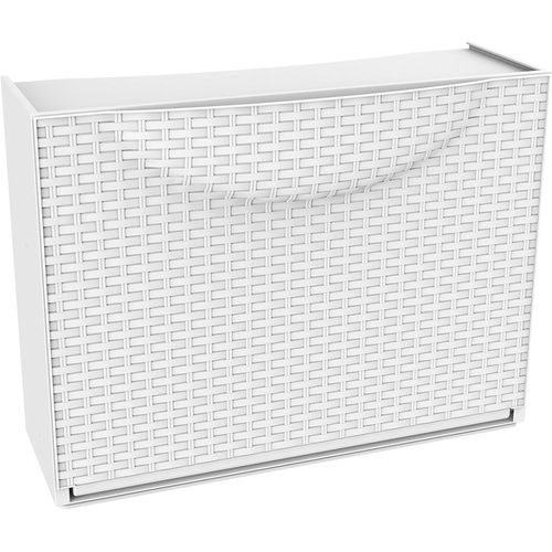 Kgabery-Étagère À Chaussures Harmony Box,Blanc Avec Finition En Rotin,51x19x39 Cm