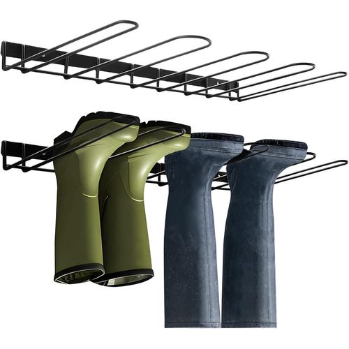 Kgabery-Étagère À Bottes En Métal,Organiseur De Bottes Noir,Support De Bottes,Plateau À Chaussures Pour Entrée,Étagère De Rangement Pour Bottes Hautes (Noir)