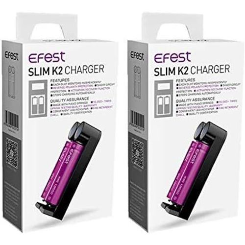 KGABERY-2 Unités Slim K2-Chargeur Multiple (Piles Non Incluses) Pour 18650 10440 14500 16340 17340 18350 18490 18500 26500 26650 20700 21700