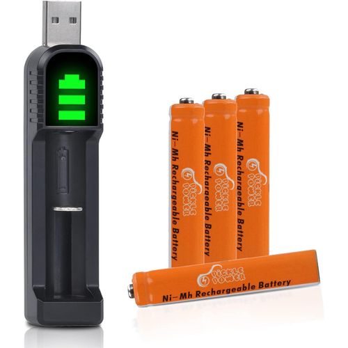 KGABERY-Piles Aaaa,4 Pcs Rechargeables Ni-Mh Aaaa 500 Mah Pour Surface Pen/Tactile Pen/Google Pixebook Pen/Brosse À Dents/Souris Et Chargeur Usb Pour Aa Aaa Aaa Aaaa
