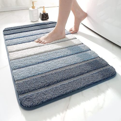 Tapis De Bain Antidérapant, Extra Doux, Lavable En Machine, Absorbant, 40 X 60 Cm, Bleu