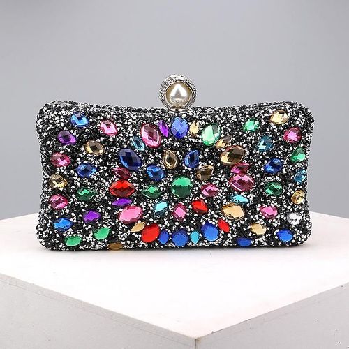Sac de soirée en strass pour femme, pochette multicolore en cristal éblouissant, sac à main pour fête de mariage, cocktail